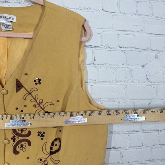 Vintage 90’s Y2K 100% Silk Vest Women’s XL Beaded Western Coastal Grunge - Picture 10 of 11